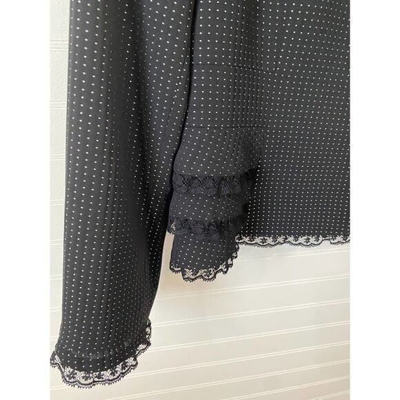 Nipon Boutique Black Dot Embroidered collared Snap Up Scalloped Blazer Size 10 - Picture 3 of 7